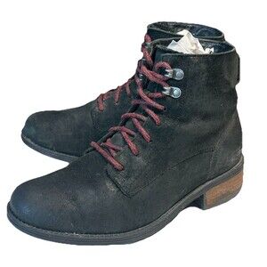 Ugg Size 8 Denhali Hiker Waterproof Black Leather Shearling Lined Boots 1007745